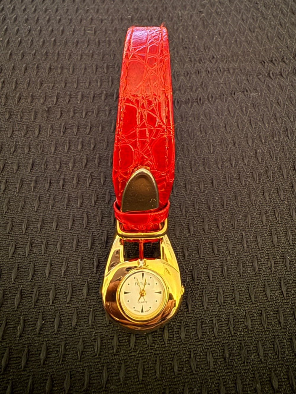 Red Crocodile Leather Strap Pocket Keychain style wrist watch- New Battery 🔋